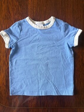 Hanna Andersson Blue Short-Sleeve Ringer Tee with Cream Trim